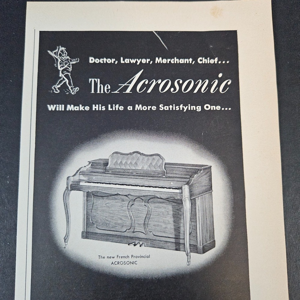 1953 Baldwin Piano Co Acrosonic Vintage Print Ad French Provincial Cincinnati OH